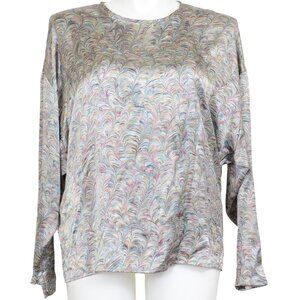 Vintage Paul Stanley PLUS Size 14 Colorful Abstract Artsy Silky Blouse Top